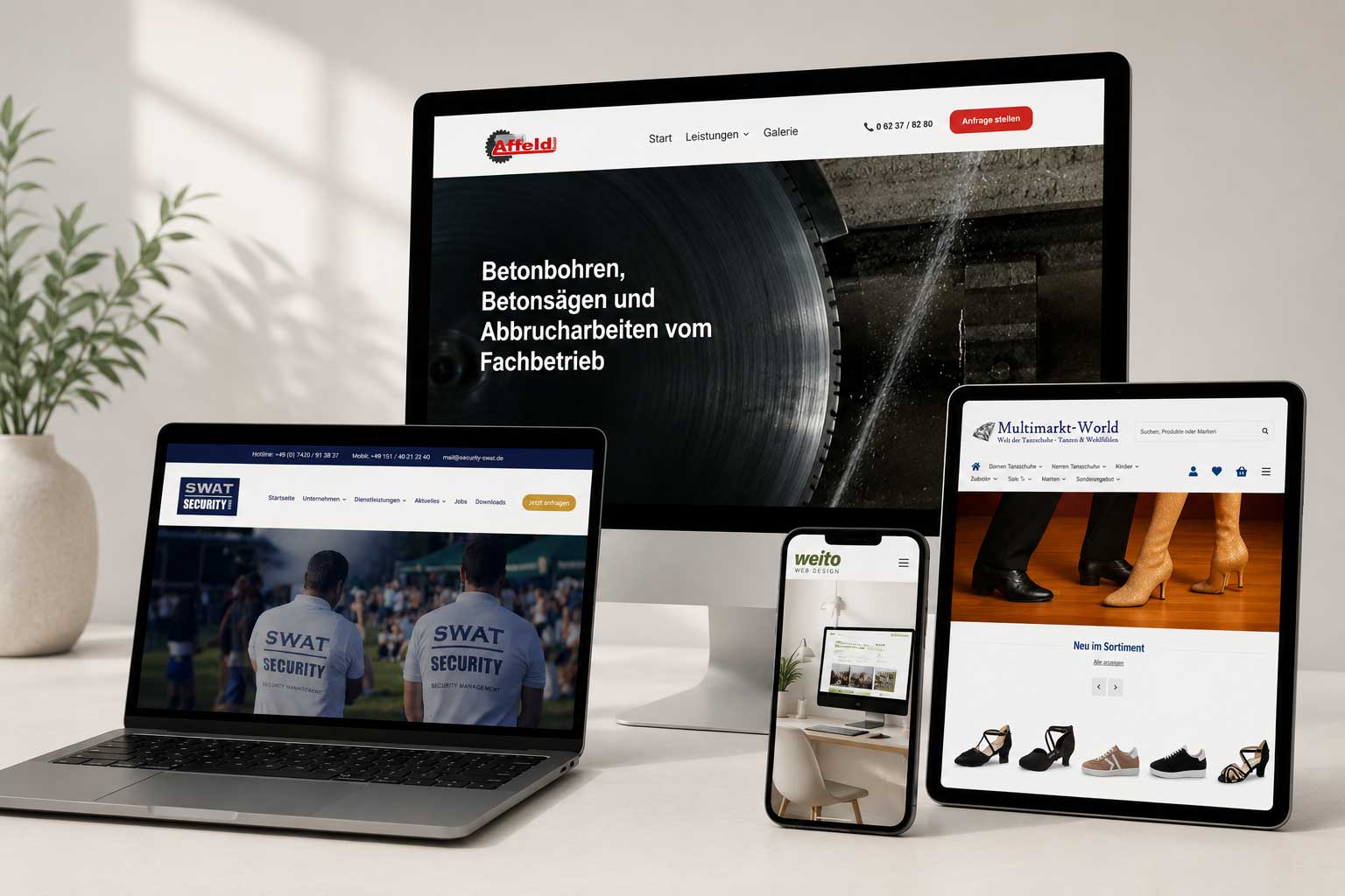 Webdesign Referenzen von Weito-Webdesign auf verschiedenen Geräten