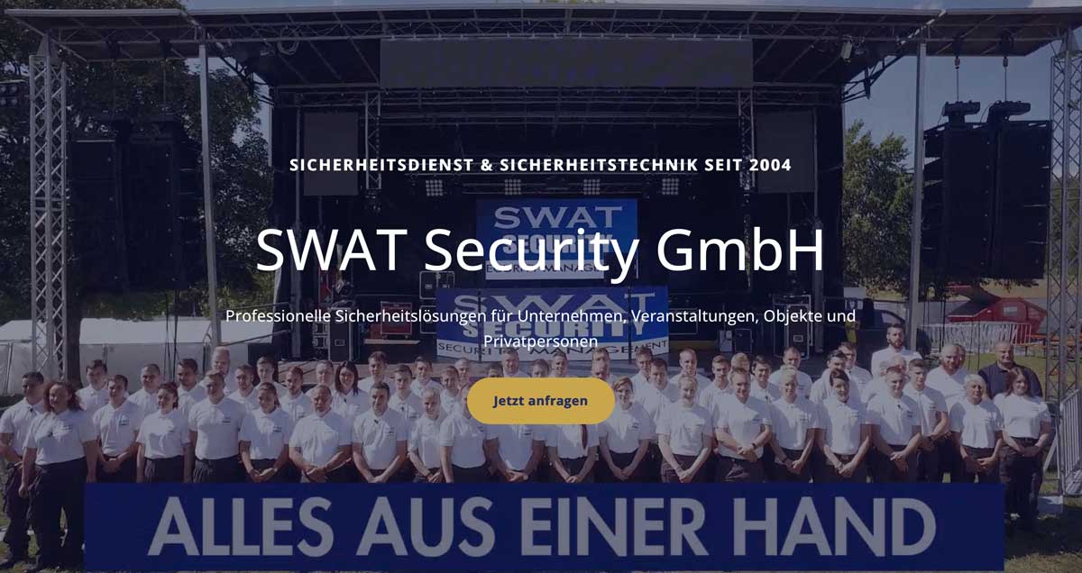 Neue Website der SWAT Security GmbH als Webdesign-Referenz von Weito Webdesign